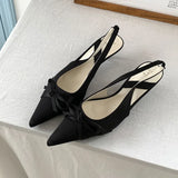 KYLETHOMASW  -  Fashion Butterfly-Knot Women Medium Heels Pumps Shoes Female Slingbacks Footwear Shallow Ladies Thin Heels Shoes Sandals