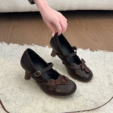 KYLETHOMASW  -  New Spring Thick Heel Women Mary Jane Shoes Fashion Butterfly-knot Buckle Strap Shoes Ladies Designer Luxury Dress Pumps