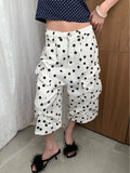 KYLETHOMASW  -  Summer Women Polka Dot Print Wide Leg Barrel Shorts Loose Casual Baggy Denim Pants Streetwear Fashion Trousers