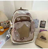 KYLETHOMASW  -  High-capacity Transparent Star Dot Ita Bags Sweet Y2k Aesthetic Ins Students Backpacks Contrast Color Patchwork Women Schoolbags