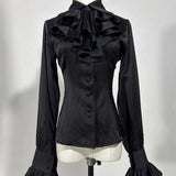 KYLETHOMASW  -  Spring Autumn Shirts&blouses Women Tops Ruffles Japanese Style Lolita Vintage Blusas Mujer Fashion Solid Elegant Camisas
