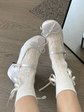 KYLETHOMASW  -  Retro Mary Jane Shoes Bow Knot Thick Heel Chunky Sole Fashionable Korean Style Women's Summer Shoes round Toe Slip-On
