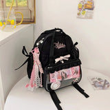 KYLETHOMASW  -  Bow Ita Bag Detachable Transparent Pockets Mochilas Mujer Student Versatile Mochila High Capacity Backpack Bolsa Feminina