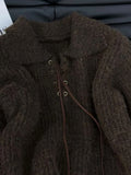 KYLETHOMASW  -  Vintage Sweater Women Harajuku Lace Up Knitted Pullovers Streetwear Korean Knitwears Winter Long Sleeve Casual Jumpers New