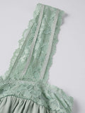 KYLETHOMASW  -  Women Vintage Mesh Babydoll Dresses Fairy Lace Mini Dress Y2k Floral Lace Trim Ruffle Chic Kawaii Harajuku Short Dress