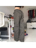 Kylethomasw  Woman All-match Jeans Streetwear Denim Vintage Pants Casual Cargo Pants Multiple Pockets Tunic Trousers Low Waist Baggy Ins