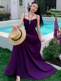 KYLETHOMASW  -  Women's Solid Backless Long Dresses Sexy Spaghetti Strap Halter Lace-up Wedding Evening Party Dress French Style A-line Vestidos