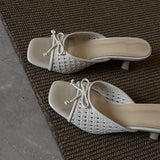 KYLETHOMASW  -  Fashion Butterfly-knot Woman Slippers Fashion High Heel Slides Ladies Concise Party Dress Summer Shoes