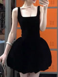 KYLETHOMASW  -  Black camisole dress, women's new summer French waist cinched small black skirt, fluffy short skirt  bodycon dress