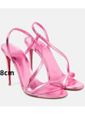 KYLETHOMASW  -  Summer New Multi Color Serpentine Straw Stiletto Sandals Sexy Party Fashion Show 35-43 Large Women's Sandals