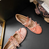 KYLETHOMASW  -  silver glitter ballet flats women round toe riband cross-tied bow ballerina shoes crystal wedding bridesmaid flats shoes size 43
