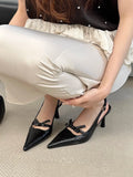 KYLETHOMASW  -  Elegant Butterfly-knot Thin Heels Women Pumps Slingbacks Shoes Fashion Buckle Strap Banquet Zapatos De Mujer