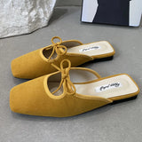 KYLETHOMASW  -  Summer 2025 New Women Flat Slipper Fashion Square Toe Slip On Mules Shoes Soft Flat Heel Outdoor Dress Sandal Slides New Woman