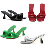 KYLETHOMASW  -  New Fashion High Heel Slippers Women Open Toe Slingback Sandals Female Pumps Square Toe Summer Simple Designer Heeled Sandals