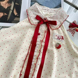 KYLETHOMASW  -  Women Cute Dress Sweet Halter Neck Polka Dot Bow Layered Ruffle Loose Short Daily Casual Fashion Summer New