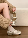 KYLETHOMASW  -  French-style Silver Polka Dot Mesh Mary Jane Shoes New Summer Hidden-heel Stunning Ballet Flats