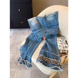 KYLETHOMASW  -  Minimally Designed Micro Flared Jeans Women Autumn Spring Niche Plaid Splicing Slim Versatile Long Pants Trendy