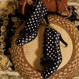 KYLETHOMASW  -  Bow Tassel Decoration Chunky Heel Women Pumps Fashion Polka Dot Elegant High Heels for Ladies Spring Party Designer Shoes