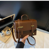 KYLETHOMASW  -  Ladies Fashionable PU Leather Square Box Bag Urban Simple Style Shoulder Crossbody Bag Daily Match Soft Hardness Zipper Opening