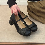 KYLETHOMASW  -  New Spring Thick Heel Women Mary Jane Shoes Concise Shallow Belt Buckle Shoes Ladies Lolita Style Elegant Dress Party Pumps