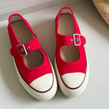 KYLETHOMASW  -  Thick Bottom Mary Jane Shoes Breathable Hollow out Canvas Versatile Summer New Style Metal Decorated Mid Heel Casual Women's Foo