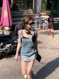 KYLETHOMASW  -  Japanese Kawaii Jean Strap Mini Dress Women 2000s Vintage Y2k Clothing Sleeveless Denim Dress Korean Even Party Chic Outwear