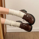 KYLETHOMASW  -  New Spring College Style Platform Women Loafers Shoes Fashion Shallow Slip On Shoes Elegant Thick Heel Leather Shoes