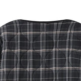 KYLETHOMASW  -  Ethnic Women Gray Plaid Wave Quilting Full Sleeve Loose Coat Outerwear Autumn Winter Covered Buttons O Collar Quilted Jacket
