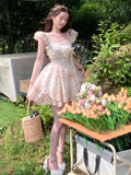 KYLETHOMASW  -  Casual Beach Y2k Mini Dress Women Vintage Sweet Short Sleeve Dress One Piece Dress Korean Fashion Summer Japanese Kawaii
