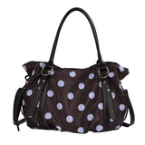 KYLETHOMASW  -  Women Polka Dot Nylon Tote Bag Pu Leather Handle Large Capacity Soft Shoulder Bag Casual Daily Crossbody Handbag Purse