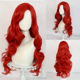 KYLETHOMASW  -  Anime 70cm 26inch Red Long Curly Mermaid Wig for Women Girls Wavy Synthetic Halloween Party Wigs Cosplay Wig Daily Wear Hair