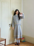 KYLETHOMASW  -  Flower Jacquard All Match Sweet Loose Solid Japanese A-LINE Knitted Skirts