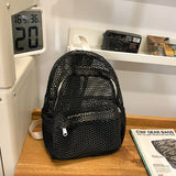 KYLETHOMASW  -  Small Mesh Backpack Bags Women Solid Color Back Packs Females Travel Simple Beach Student School Backpacks