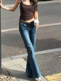 KYLETHOMASW  -  Tall Extended American Retro Spice Girl Low Waist Slightly Pulled Jeans Women's Summer Leg Elastic Straight Flared Pants