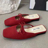 KYLETHOMASW  -  Summer 2025 New Women Flat Slipper Fashion Square Toe Slip On Mules Shoes Soft Flat Heel Outdoor Dress Sandal Slides New Woman