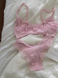KYLETHOMASW  -  Lace Bra Set Woman Adjusted-strap Seamless Bras+Low Waist Panties Female Casual Simple Solid High Elasticity Lingerie Sets