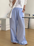 KYLETHOMASW  -  Korean Chic Summer Age Reducing Temperament Elastic Waist Drawstring Loose Versatile Striped Casual Pants Floor Women