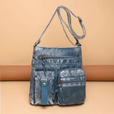 KYLETHOMASW  -  Retro Multi Pocket Soft Leather Crossbody Bag Women Large Capacity Shoulder Messenger Bags Ladies Casual Lightweight Mom Bag New