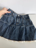 Kylethomasw  Women's Blue Denim A-Line Pleated Mini Skirt Fashion Korean Skirt Vintage Harajuku Y2k Girl Kawaii Jean Skirt Streetwear Summer