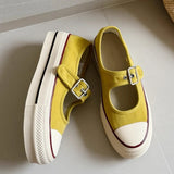 KYLETHOMASW  -  Thick Bottom Mary Jane Shoes Breathable Hollow out Canvas Versatile Summer New Style Metal Decorated Mid Heel Casual Women's Foo
