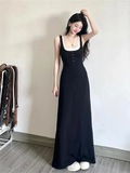 KYLETHOMASW  -  New Fake Two Piece Design Sense Niche Waist Cinching Slimming Long Skirt Black Sleeveless Suspender Dress for Women