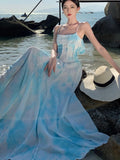 KYLETHOMASW  -  Sexy Spaghetti Strap Womens Dresses Elegant Slash Neck Sleeveless Party Dress Summer Fashion Holiday Beach Vestidos A-line Robe