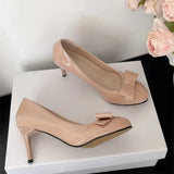 KYLETHOMASW  -  Designer Spring Thin High Heel Women Mary Jane Shoes Butterfly-knot Slip On Shoes Ladies Elegant Stripper Party Dress Pumps