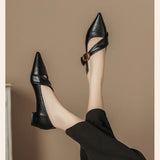 KYLETHOMASW  -  Autumn New Fashion French retro Elegant pointed toe Shallow mouth versatile one-character flat shoes low-heeled shoes