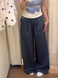 KYLETHOMASW  -  Summer Hot Retro American Lazy Style Straight Tube Loose Mid Low Waist Drawstring Plaid Casual Pants Women