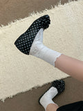 KYLETHOMASW  -  Fashionable Thick Heel Mary Janes Women's Slip-On Shoes Polka Dot  Bow Knot Casual Comfy Footwear Summer Season