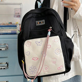 KYLETHOMASW  -  Women Students Sweet Patchwork Contrast Color Backpack Preppy Y2k Aesthetic Cute Schoolbags High-capacity Kawaii Chic Backpacks