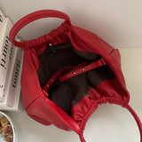KYLETHOMASW  -  Women Folds Cloud bag PU  Axillary Bag Fashion Female Shoulder Crossbody bags red bride Ruched Hobos ladies totes