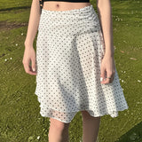 KYLETHOMASW  -  Elegant Vacation Polka Dot A Line Skirt Women Ruffle Wrap Midi Skirt Spring Summer Casual Vintage Streetwear Office Lady