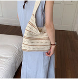 KYLETHOMASW  -  Stripe Knitted Tote Bag Underarm Shoulder Bags High Capaci Bolsa Beach Bolsos mujer Bolsas Lazy Style Casual Sac Femme